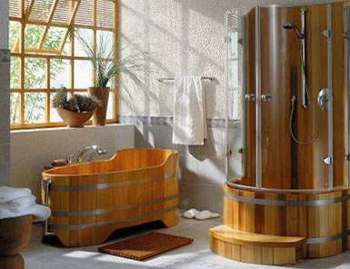 baignoire et douche en bois